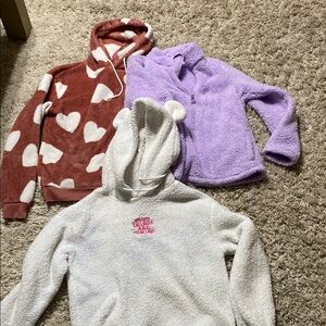 Cozy Kids' Heart Print Jacket - Red and White